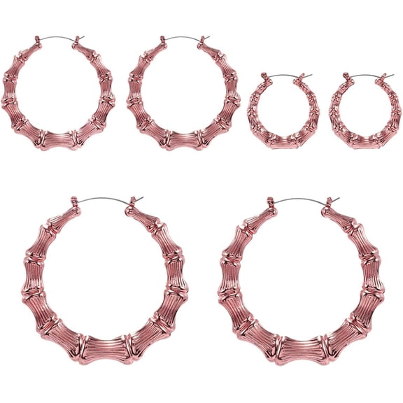 Cool Vintage 3Pairs Hollow Out Round Circle Heart Bamboo Shape Lightweight Drop Dangle Geometric Earrings Set Punk Hip Hop Party Costume Jewrelry for Women
