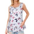 thumbnail image 1 of TWZH Women Butterfly Print U Neck Sleeveless Buttons Summer Wear Tank, 1 of 2