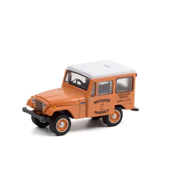 Westhaven Pharmacy 24 Hr Delivery 1974 Jeep DJ-5, Copper/Bronze and White - Greenlight 35200B/48 - 1/64 scale Diecast Model Toy Car