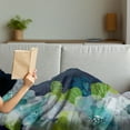 thumbnail image 3 of Navy Soft Flannel Fleece Throw Blanket, Sketchy Abstract Blossoms Flowers with Leaves on Grunge Backdrop, Cozy Plush for Indoor and Outdoor Use, 50" x 70", Pale Green Navy Blue, by Ambesonne, 3 of 5
