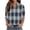 Blue, variant on Kixjoy 3/4 Sleeve Tops for Women Fashion Lounge V Neck Tops Spring Lightweight Collared Shirt Plaid Soft Business Womens Clothes, Black L