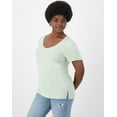 thumbnail image 6 of Hanes Originals Women's Raw Edge V-Neck T-Shirt Buttermint 2XL, 6 of 8