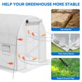 thumbnail image 5 of Dextrus Large Walk-in Greenhouse with Dimensions of 10x6.5x6.5ft Heavy Duty Tunnel Design, Upgraded Galvanized Steel Frame, Zipper Doors, 5 Crossbars, White, 5 of 5