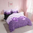 thumbnail image 3 of Erosebridal Leopard Satin Bow Ribbon Full Size Bedding Sets for Girls, Cheetah Animal Print Lace Full Size Bed in a Bag, Black Reversible 7pcs, 3 of 6