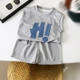 thumbnail image 2 of Kids Boy Summer Clothes Crew Neck Sleeveless Letter Print Tops Shorts Clothes for Toddler Boys 8-9 Years Boys Clothes, 2 of 3