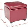 thumbnail image 4 of Safavieh Elizabeth Pouf de Rangement en Cuir de Hêtre en Rouge, 4 of 4