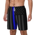 thumbnail image 5 of Men's 2 in 1 Swim Trunks with Compression Liner Group Of Thin Blue Line Flag Quick Dry Beach Shorts, 5 of 6