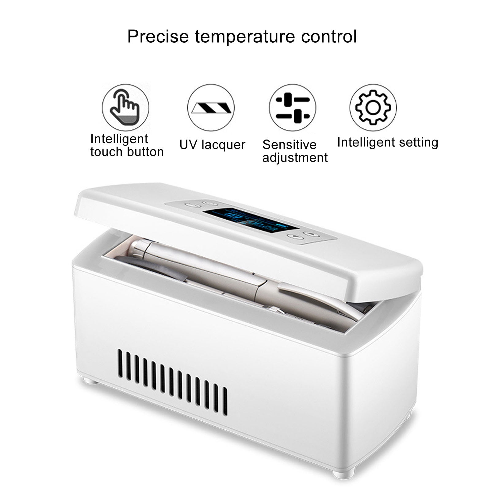 LAZIOEGR Insulin Cooler Box Travel Refrigerator Rechargeable Portable Mini Fridge for Medication Breast Milk Constant Temperature LCD Display Diabetic Supplies Car Home Use 10.63 inches / 27 cm