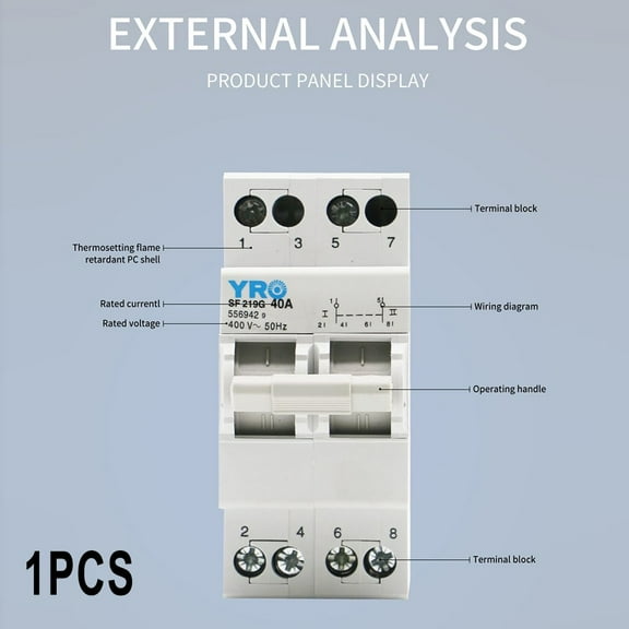 1PCS 2P 40A/63A MTS Dual Power Manual Transfer Switch Interlock Circuit Breaker