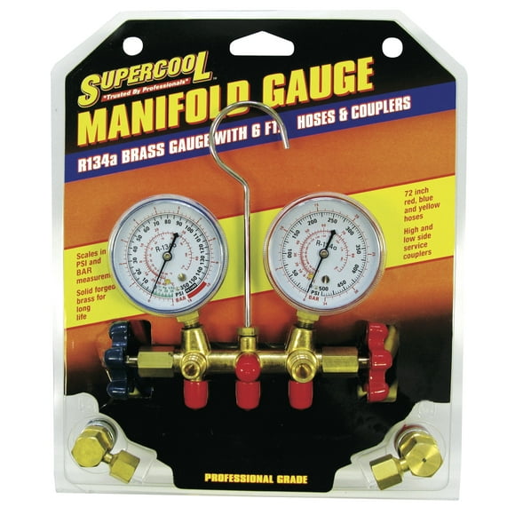 TSI Supercool (22809) Brass R-134a Manifold Gauge with Premium Coupler