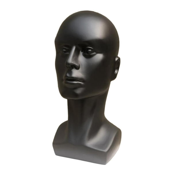 Cabeza de peluca masculina, maniquí, soporte para pelucas, soporte para pelucas de maniquí para exhibir pelucas Negro