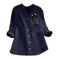 thumbnail image 2 of Womens Button Down Shirts Spring Long Sleeve V-Neck Solid Color Fashion Tops Dressy Casual Work Business Blouses, 2 of 3