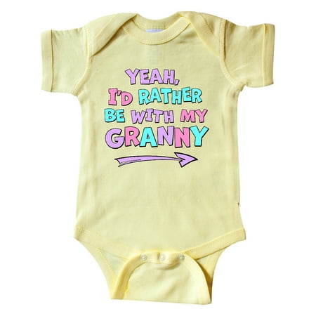 

Inktastic Yeah I d Rather be with My Granny in Pink Blue and Purple Gift Baby Boy or Baby Girl Bodysuit