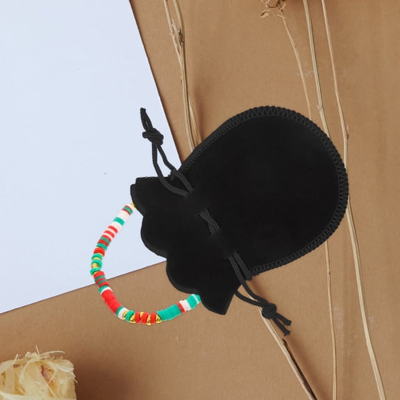 BESTYASH Portable Drawstring Pouches Black Velvet for Festivals 10Pcs