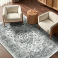 thumbnail image 5 of MeyJey 6'x9' Area Rug for Living Room Non-Slip Machine Washable Rugs Vintage Indoor Carpet Distressed Foldable Large Rug for Living Room Bedroom Dining Kitchen Hallway Nursery, Gray, 5 of 15