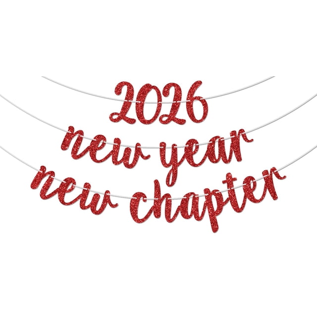 2026 Nouvel An Nouveau Chapitre Banner, le Début d'Un Nouveau Chapitre, Fournitures de Décoration de Fête du Réveillon du Nouvel An 2026 Paillettes Rouges