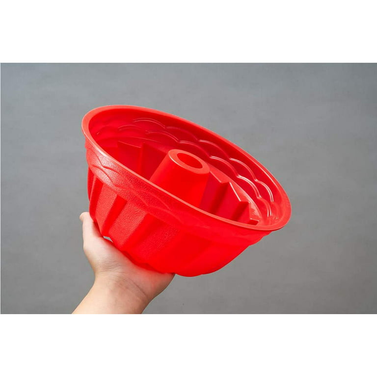  Generic 10 Inch Silicone Bundt Cake Pan Nonstick - Red