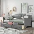 thumbnail image 3 of Twin Gray Wooden Daybed with Drawers - Bedroom/Living Room Sofa Bed, Pine Wood Frame, 78"x42", No Box Spring Needed, Space-Saving Design, 3 of 15