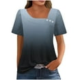 thumbnail image 5 of Xdegoge Summer Tops for Women Under 10 Plus Size Tees Short Sleeve V Neck T Shirt Fashion Gradient Printed Summer Tunic Tops Loose Fit Casual Blouses Women for Today, 5 of 7