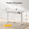 thumbnail image 7 of DESINO 48" × 24" Adjustable Height Electric Standing Desk with Double Drawer, Stand Up Home Office Desk with Splice Tabletop, White Frame/White Top, 7 of 7