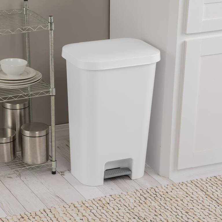 Sterilite Slim Trash Can with Lid, Step On 11 Gal White Kitchen Garbage Can  for Bathroom, Bedroom, Home, and Outdoor, Wholesalehome Microfiber Cleaning  Cloth Included - Yahoo Shopping