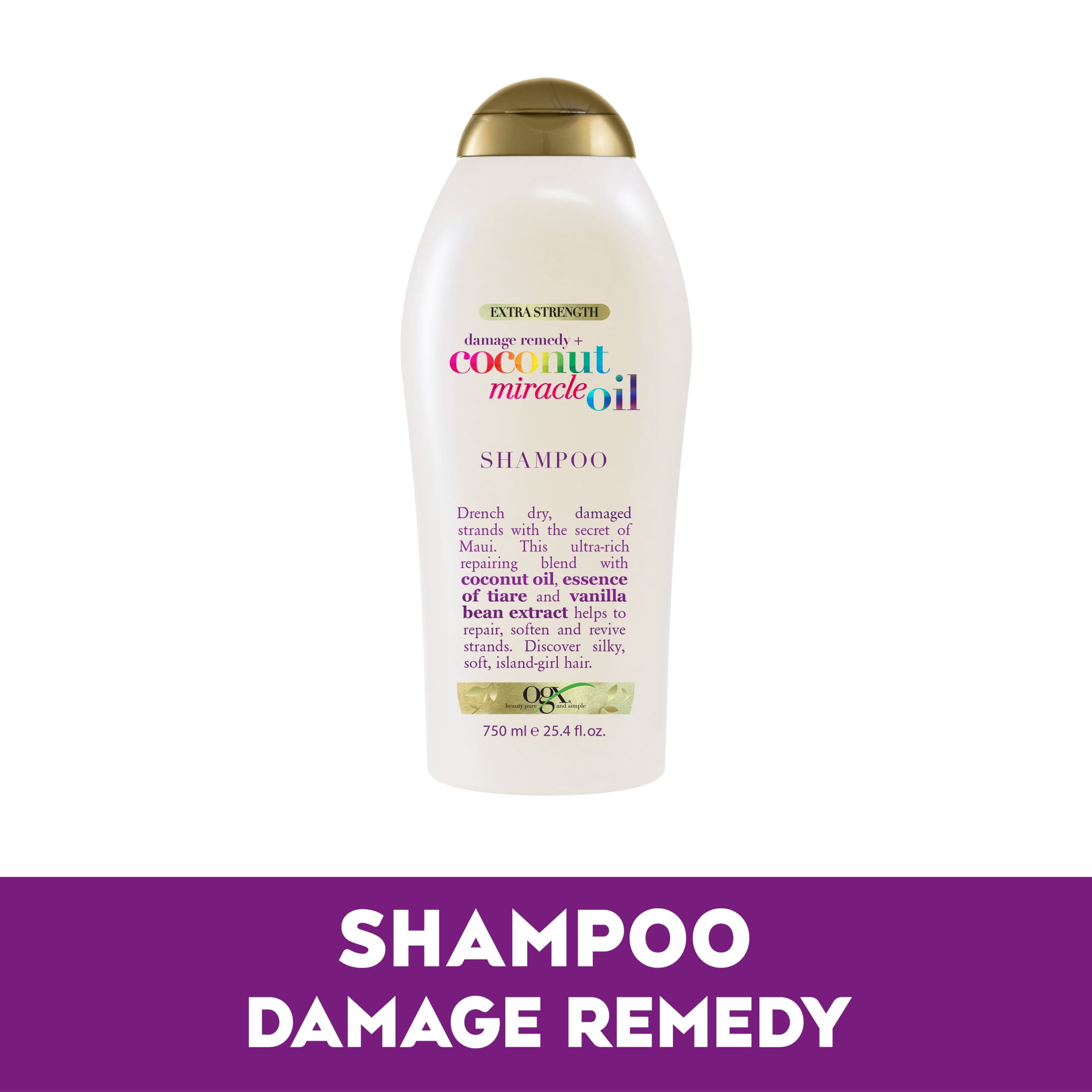 OGX Extra Strength Damage Remedy Repairing Daily Shampoo with Coconut Miracle Oil, 25.4 fl oz