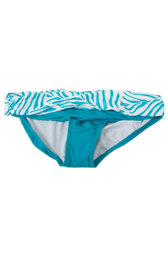 Women's Fold Over Hipster Blue Swim Bikini Bottom