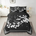 thumbnail image 2 of Erosebridal Cherry Blossoms Bedding Sets Twin Size,Black White Comforter Sets with Sheets,Japanese Style Bed in a Bag Twin size,Microfiber Floral Bedroom Decorative,Reversible,7pcs, 2 of 6