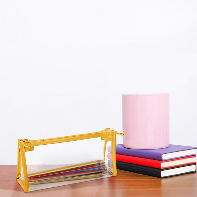 Bolsa de almacenamiento extragrande Lisbinx, transparente, con triángulos, para lápices, espaciosa para organizar artículos de papelería, diseño funcional.