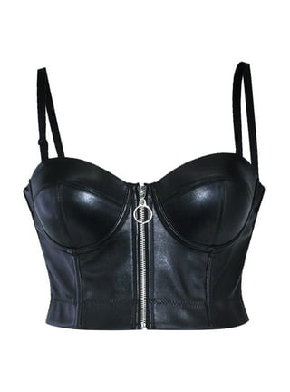 Women Goth Lingerie PU Leather Body Chest Harness Cage Bra Bralette Club  Costume