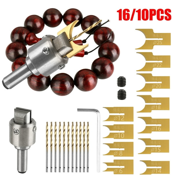 16/10 Pcs Wooden Bead Maker Drill, Buddha Bead Ball Blade Bit Milling