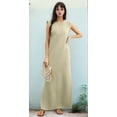 thumbnail image 2 of 2025 Women Summer Round Neck Casual Loose Split Wrinkle-Free Long Maxi Vacation Dress with Pockets Khaki L, 2 of 7
