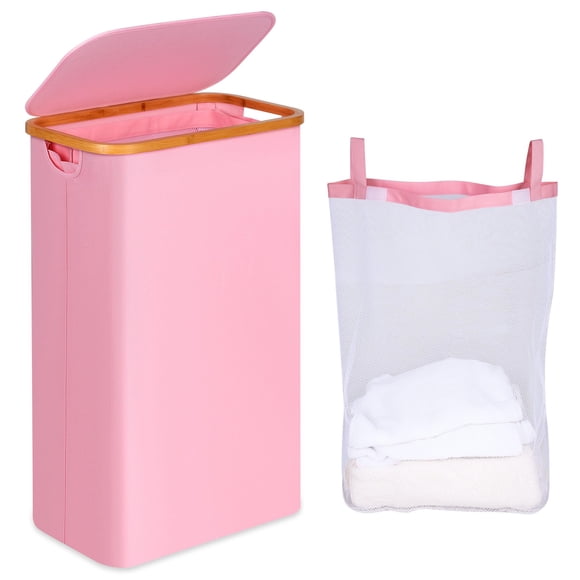 Cesto de ropa ieGrow Slim con tapa y bolsa interior extraíble de 75 litros