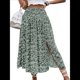 thumbnail image 3 of Faldas Largas Estampadas para Mujer, Cintura Alta, Abertura en Forma de A, Falda Larga Hasta el Suelo. Verde S, 3 of 10