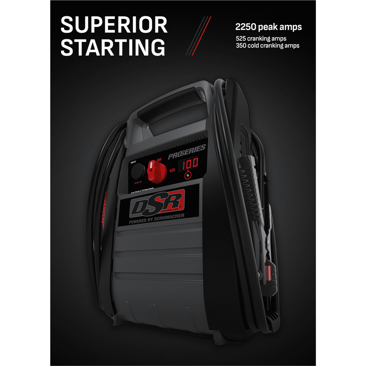 Schumacher Electric DSR Pro 2000A Heavy-Duty Car Battery Jump Starter and Portable Power Station, For 12V Automotive and Marine Batteries, DSR168