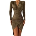 thumbnail image 4 of Vestido Ceñido Vestido Estampado de Estrellas Vestido Con Abertura Otoño E Invierno Mujer Cuello en V Estampado de Estrellas Adelgazante Manga Larga Vestido Con Pliegues en Las Nalgas Odeerbi ODB116128, 4 of 6