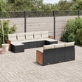 thumbnail image 1 of vidaXL 10 Piece Garden Sofa Set with Cushions Black Poly Rattan, 1 of 5