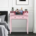 thumbnail image 2 of Costway Writing Desk Makeup Vanity Table Home Office Computer Desk 4 Drawer Pink, 2 of 11