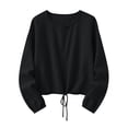 thumbnail image 6 of GUACER Long Sleeve Drawstring Tops for Women Casual Crew Neck Relaxed Fit Pullover Blouse with Cuffed Sleeves, 6 of 6