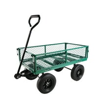 1.6 Cu Ft Garden Cart with Solid Wheels, 600LBS Capacity Heavy Duty Yard Wagon, Utility Dump Wagon with Removable Side Panels, All-Terrain Hand Truck for Gardening, Farming, Firewood & Lawn Care
