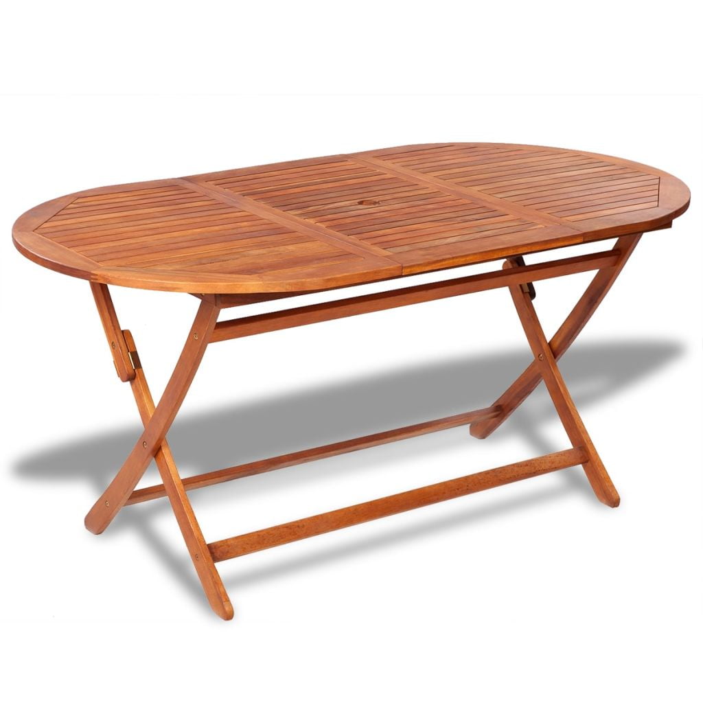 Kepooman 62" Garden Oval Foldable Solid Wood Dining Table for Indoor & Outdoor, Brown Kepooman 62" Garden Oval Foldable Solid Wood Dining Table for Indoor & Outdoor, Brown