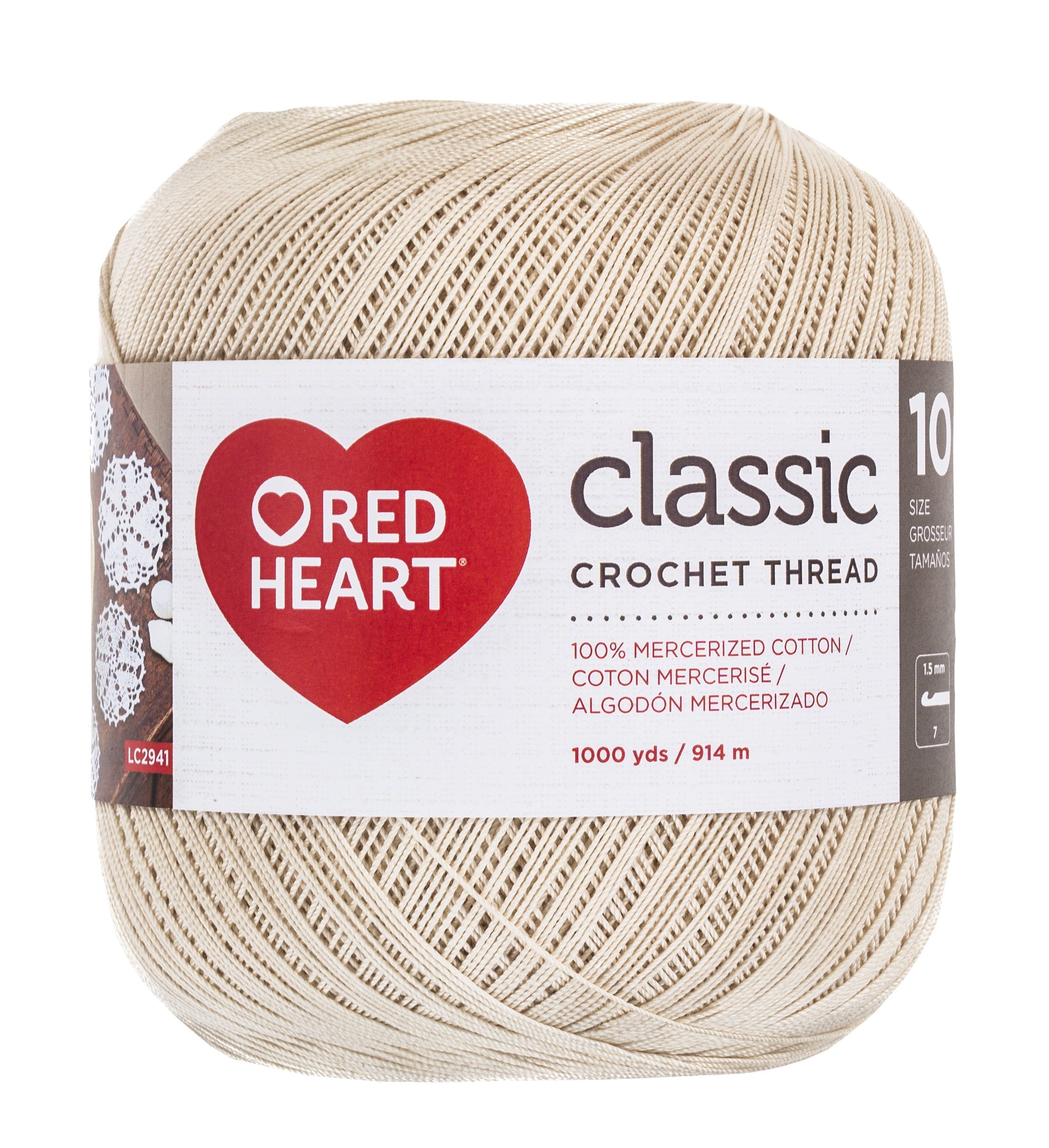 Red Heart Classic Natural Cotton Yarn, 1000 Yds Size 10