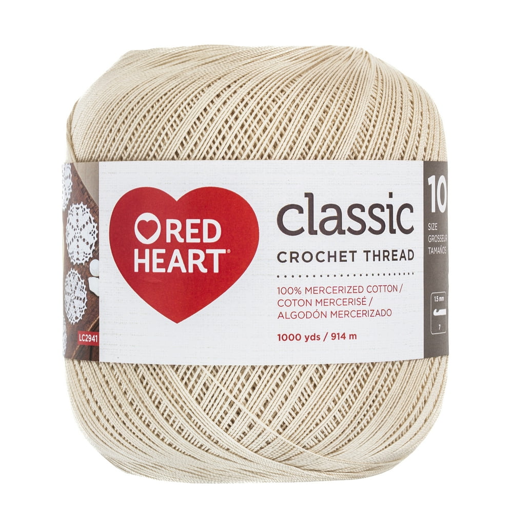 Red Heart Classic Crochet Thread, Natural, (1000 Yards), Size 10