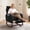 teddy fur-black, variant on Gaderth Nursery Rocking Chair, Comfortable Glider Roking Chair, Glider Chair with Two Side Pockets, Corduroy Upholstered Glider Rocker with Footrest & High Backrest for Living Room, Bedroom