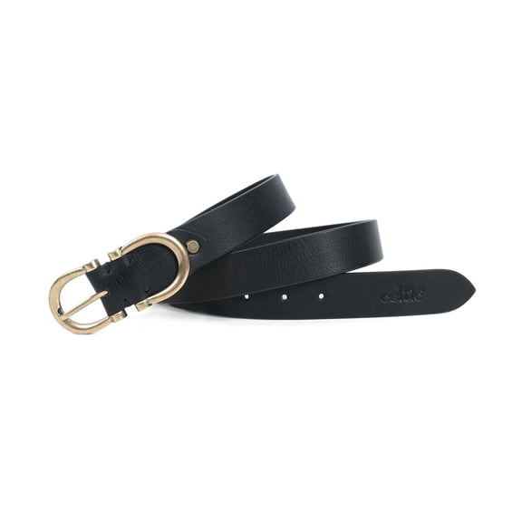 Women Premium Black Leather Belt With Antique Brass Buckle For Casual Formal Wear