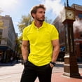 thumbnail image 5 of Men's Polo Shirts Short Sleeve with Pocket Cotton Pique T-Shirts 3 Buttons Casual Polo Moisture Wicking Golf Shirts Yellow 3XL, 5 of 5