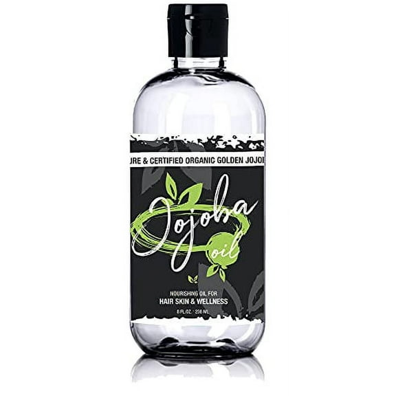 Organic Golden Jojoba Oil by Moehair | 100% Pure and Certified Organic Cold Pressed Oil | Nourishing Oil for Skin and Wellness | Made in USA | 8 fl oz