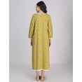 thumbnail image 4 of Moomaya Women's Cotton Maxi Nightdress | Printed A-Line Sleepwear | 3/4 Sleeve Round Neck Lounge Dress, 4 of 8
