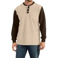 thumbnail image 4 of Hearthz Mens Henley Long Sleeve T-Shirt Fall 3-Button Color Block Men Shirts Crew Neck Sports Baseball Jerseys T Shirts, 4 of 7