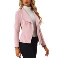 thumbnail image 4 of INSPIRE CHIC Cardigan Ouvert à Manches Longues en Faux Suède pour Femmes, Col Drapé, L Rose, 4 of 6